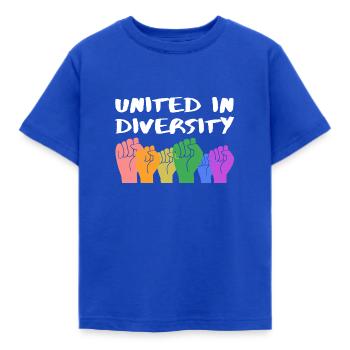 United in diversity Geschenk - Kinder T-Shirt - Royalblau - Vorne - AI Model Kid Female (0cm)