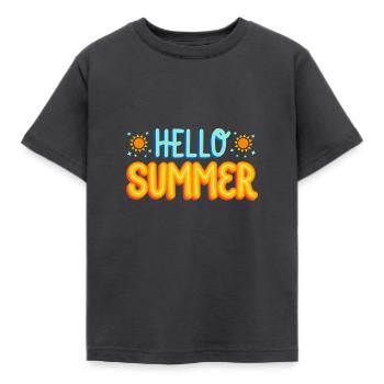 HALLO SOMMER - Kinder T-Shirt - Dunkelgrau - Vorne - AI Model Kid Female (0cm)