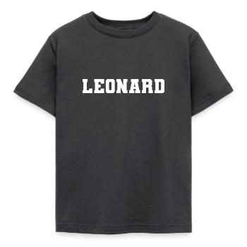 Name - Leonard - Kids' T-Shirt - dark grey - Front - AI Model Kid Female (0cm)