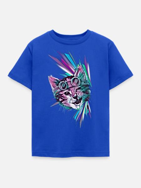 Coole Katze - Kinder T-Shirt - Royalblau
