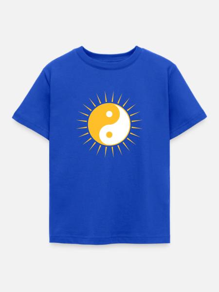 Yin Yang Sonne - Kinder T-Shirt - Royalblau