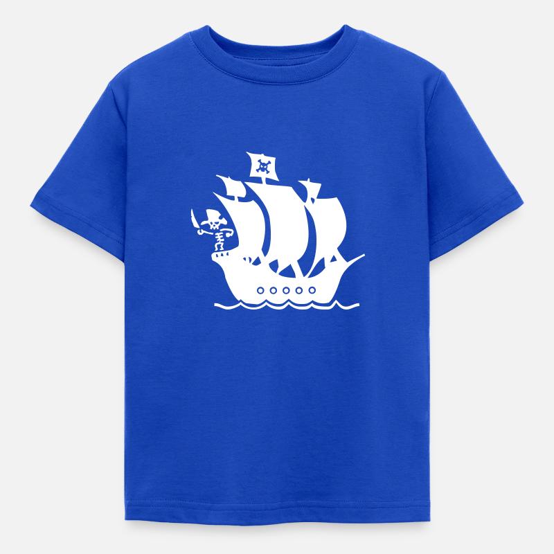 pirat und schiff hart am wind - Kinder T-Shirt - Royalblau