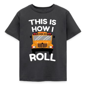 Schulbus T-Shirt Schüler Busfahrer Geschenk Lustig - Kinder T-Shirt - Dunkelgrau - Vorne - AI Model Kid Female (0cm)