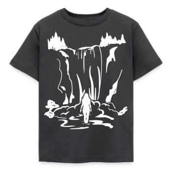 Wasserfall - Kinder T-Shirt - Dunkelgrau - Vorne - AI Model Kid Female (0cm)