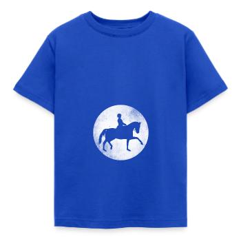 Tunierpferd mit Reiterin - Kinder T-Shirt - Royalblau - Vorne - AI Model Kid Female (0cm)