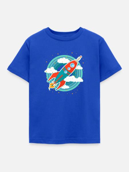 Retro Rakete (Kreise) - Kinder T-Shirt - Royalblau