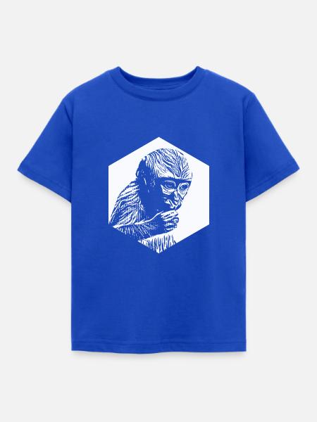 Äffchen nachdenklich Sechseck - Kinder T-Shirt - Royalblau
