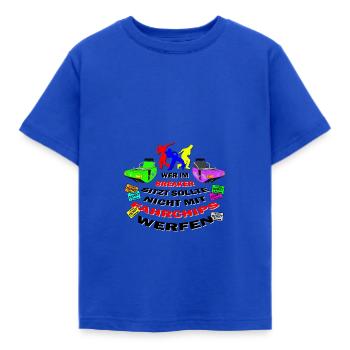 Wer im BREAKER sitzt... - Kinder T-Shirt - Royalblau - Vorne - AI Model Kid Female (0cm)