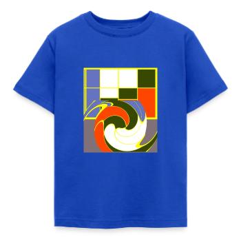 Beach sunset wave, abstract art, play of colors - Kids' T-Shirt - royal blue - Front - AI Model Kid Female (0cm)