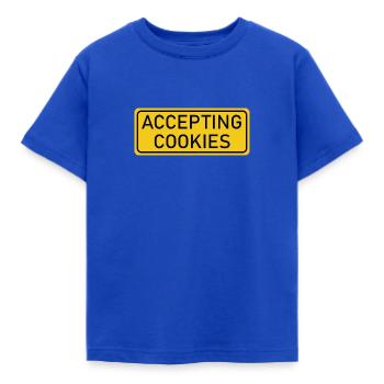 Accepting Cookies - yellow warning sign - Kids' T-Shirt - royal blue - Front - AI Model Kid Female (0cm)