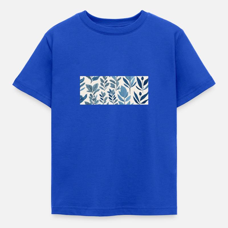 Blaues botanisches Muster - Kinder T-Shirt - Royalblau