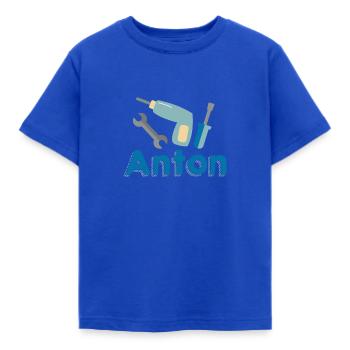 Anton - Kinder T-Shirt - Royalblau - Vorne - AI Model Kid Female (0cm)