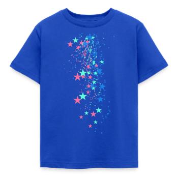 Stars, Drawing, Illustration,Blue,Star,Pink - Kids' T-Shirt - royal blue - Front - AI Model Kid Female (0cm)