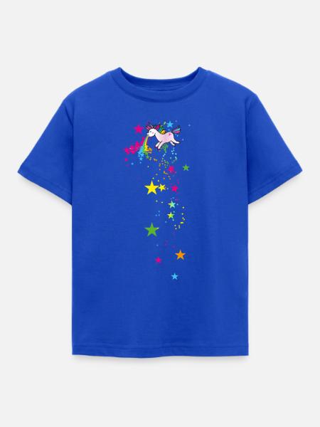 kotzendes einhorn,einhorn,sterne,einhorn - Kinder T-Shirt - Royalblau