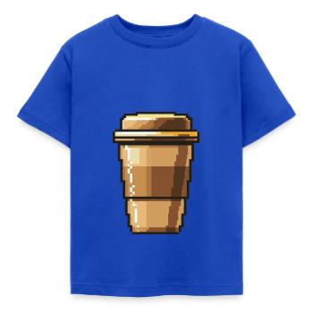 Coffee to go Pixel Gamer Kaffee - Kinder T-Shirt - Royalblau - Vorne - AI Model Kid Female (0cm)