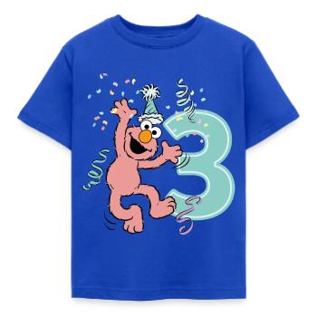 Sesamstraße Geburtstagdesign Mit Elmo Drei Jahre - Kinder T-Shirt - Royalblau - Vorne - AI Model Kid Female (0cm)