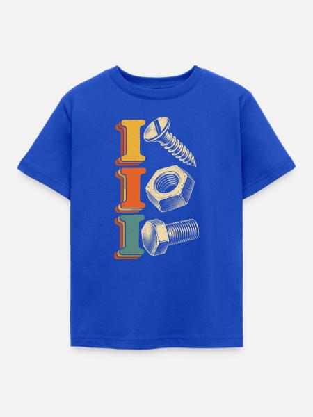 Industrielle Schraubenbuchstaben - Kinder T-Shirt - Royalblau