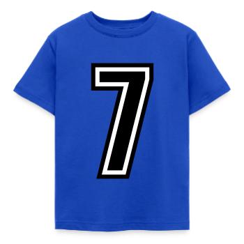 7 - Zahl 7 - Trikotnummer zweifarbig farbe ändern - Kinder T-Shirt - Royalblau - Vorne - AI Model Kid Female (0cm)