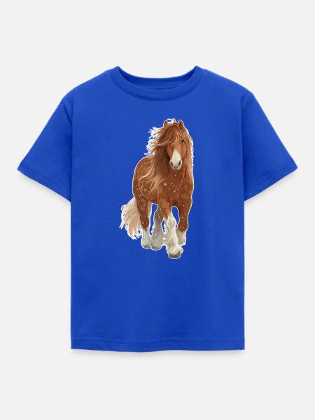 Pferd Schnee - Kinder T-Shirt - Royalblau
