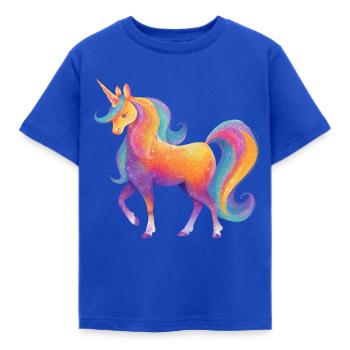 Glitter Rainbow Unicorn - Kids' T-Shirt - royal blue - Front - AI Model Kid Female (0cm)