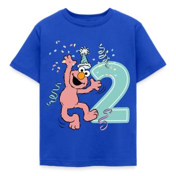 Sesamstraße Geburtstagdesign Mit Elmo Zwei Jahre - Kinder T-Shirt - Royalblau - Vorne - AI Model Kid Female (0cm)