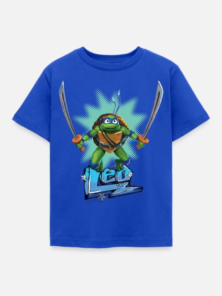 TMNT Mutant Mayhem Turtle Leo - Kinder T-Shirt - Royalblau