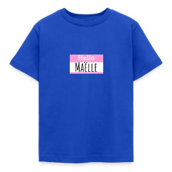 HALLO MEIN NAME IST MAELLE - Kinder T-Shirt - Royalblau - Vorne - AI Model Kid Female (0cm)