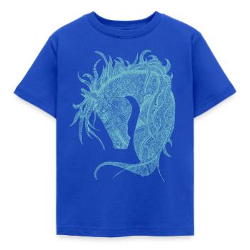 Horses Head Zentangle Turquoise - Kids' T-Shirt - royal blue - Front - AI Model Kid Female (0cm)