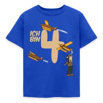 Birthday 4 years pilot, plane T-shirt Four - Kids' T-Shirt - royal blue - Front - AI Model Kid Female (0cm)