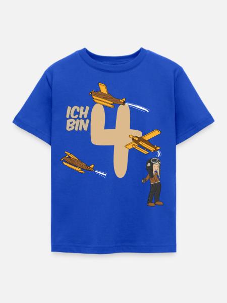 Urodziny 4 lata pilot, samolot T-shirt Cztery - Børne-T-shirt - kongeblå