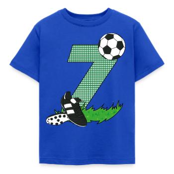 Birthday 7 years football, football player - Kids' T-Shirt - royal blue - Front - AI Model Kid Female (0cm)