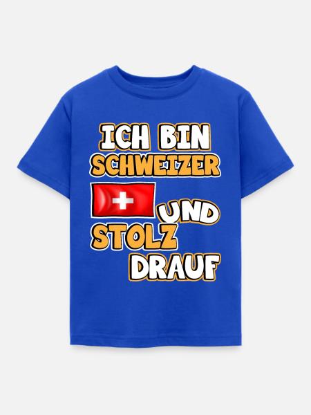 Schweiz Flagge. Ich bin Schweizer und stolz drauf. - Kinder T-Shirt - Royalblau