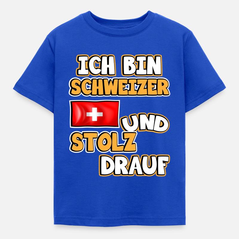 Schweiz Flagge. Ich bin Schweizer und stolz drauf. - Kinder T-Shirt - Royalblau