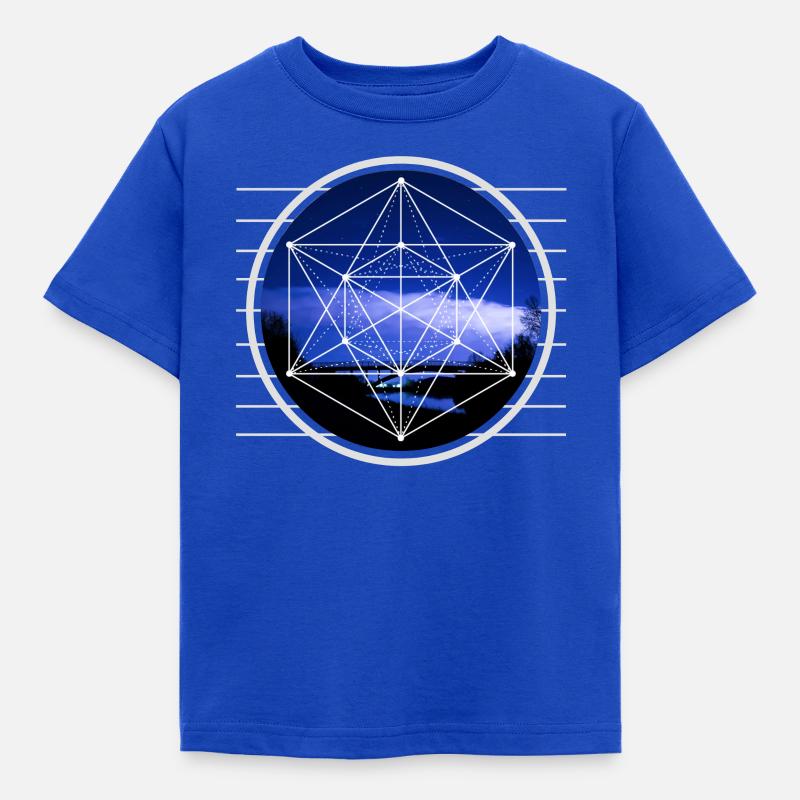 Metatron Hexagon Cube Grafikdesign - Kinder T-Shirt - Royalblau