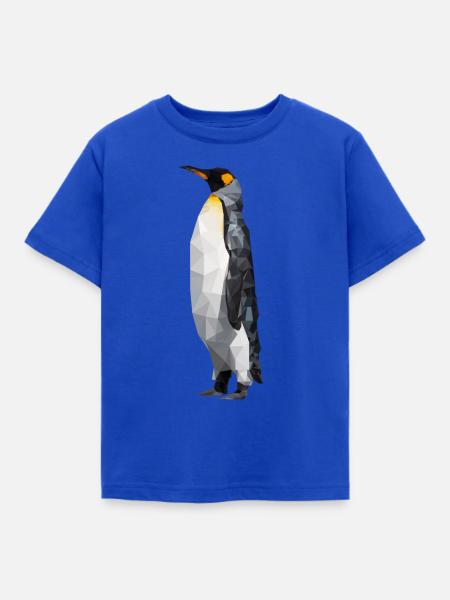 Polygon Pinguin Tier Design - Kinder T-Shirt - Royalblau