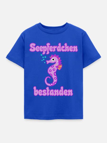 Seepferdchen Mädchen Geschenk - Kinder T-Shirt - Royalblau