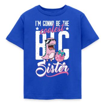 Ik ga grote zus 2020 dino-ei zwanger maken - Kinderen T-shirt - koningsblauw - Voor - AI Model Kid Female (0cm)