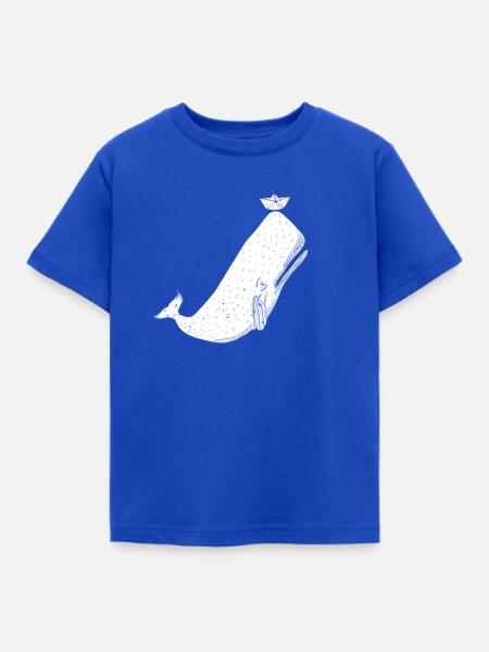 Whale and Paperboat - Kinder T-Shirt - Royalblau