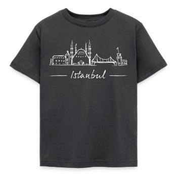 Istanbul Skyline Silhouette City Trip Turkey - Kids' T-Shirt - dark grey - Front - AI Model Kid Female (0cm)