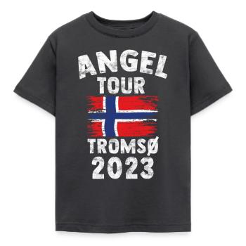 TROMSÖ 2023 - Angel Tour Norwegen Personalisierbar - Kinder T-Shirt - Dunkelgrau - Vorne - AI Model Kid Female (0cm)