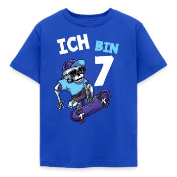 Ich bin 7 Jahre Skateboard 7. Geburtstag - Kinder T-Shirt - Royalblau - Vorne - AI Model Kid Female (0cm)