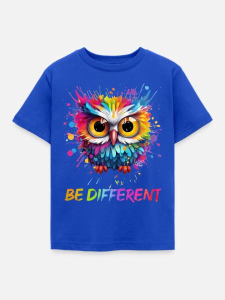 LUSTIGE BUNTE EULE - Kinder T-Shirt - Royalblau
