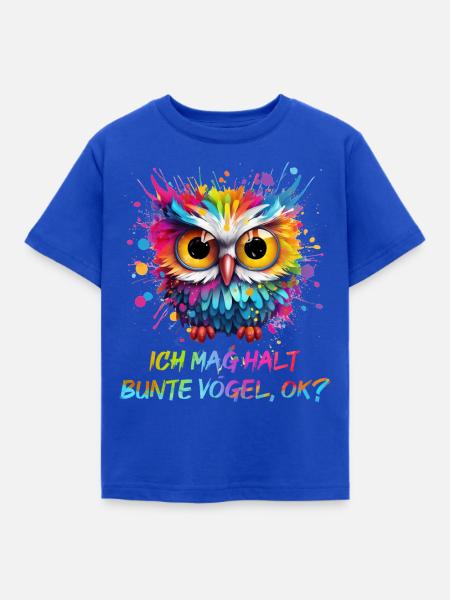 LUSTIGE BUNTE EULE - Kinder T-Shirt - Royalblau