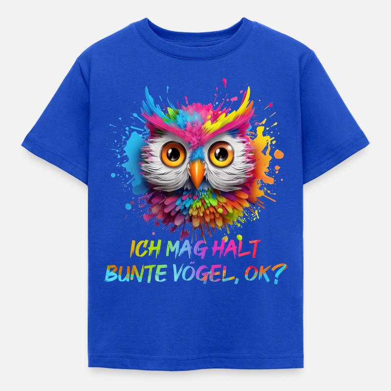 LUSTIGE BUNTE EULE - Kinder T-Shirt - Royalblau