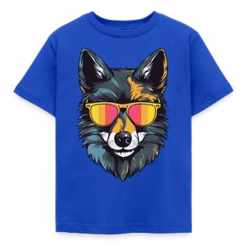 Wolf Kopf Porträt Cool - Kinder T-Shirt - Royalblau - Vorne - AI Model Kid Female (0cm)