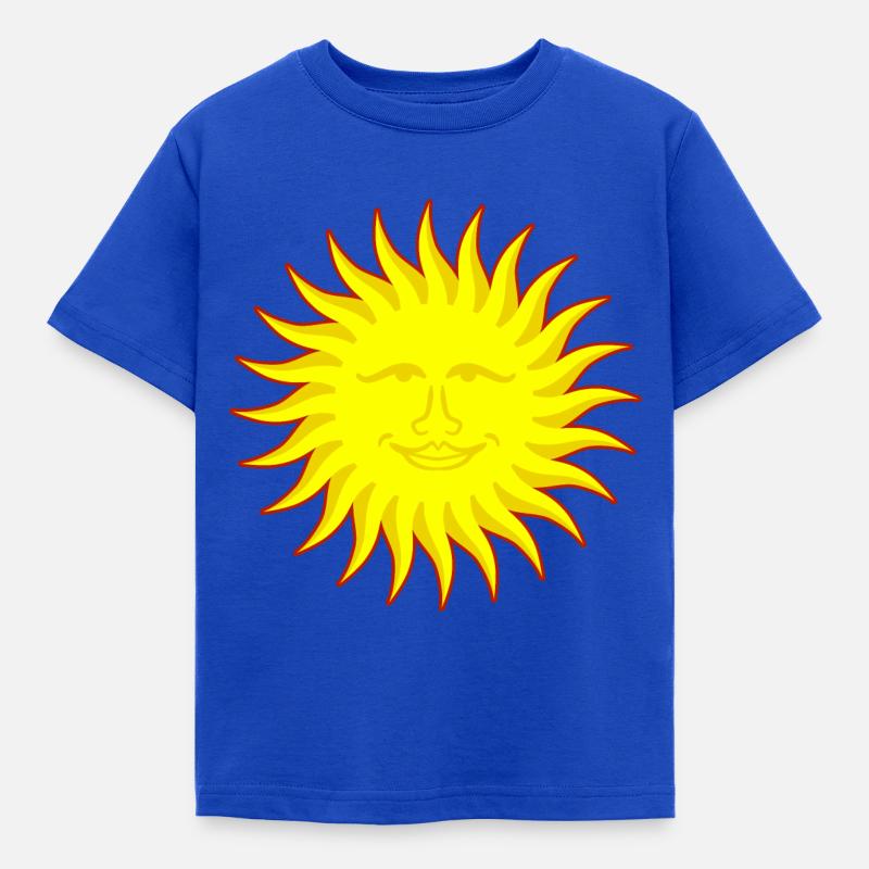 Sonne mit Gesicht - Kinder T-Shirt - Royalblau