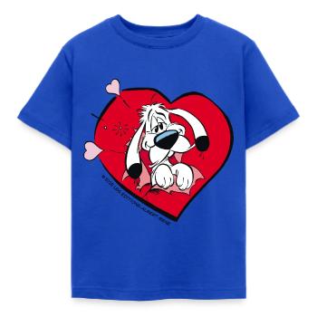 Asterix & Obelix - Idefix mit Herz - Kinder T-Shirt - Royalblau - Vorne - AI Model Kid Female (0cm)