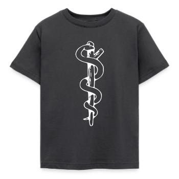 Äskulapstab weiß | Rod of Asclepius white - Kinder T-Shirt - Dunkelgrau - Vorne - AI Model Kid Female (0cm)