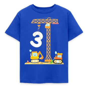 Baustelle Kran 3 Jahre Kinder Junge 3. Geburtstag - Kinder T-Shirt - Royalblau - Vorne - AI Model Kid Female (0cm)