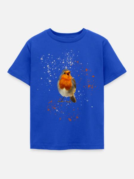 süsse zwitscherndes Rotkehlchen Robin - Kinder T-Shirt - Royalblau